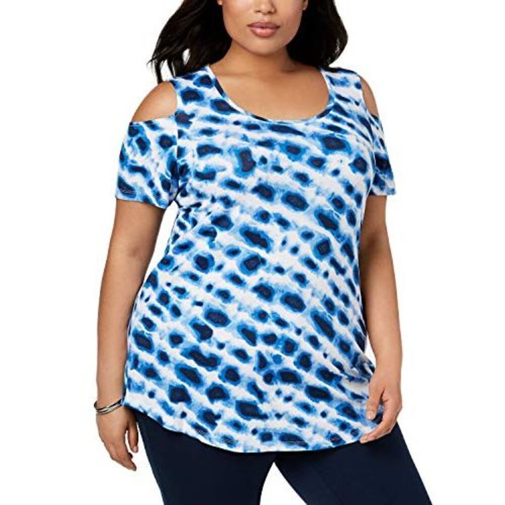 JM Collection Plus Size Cold Shoulder Top - Picture 2 of 4
